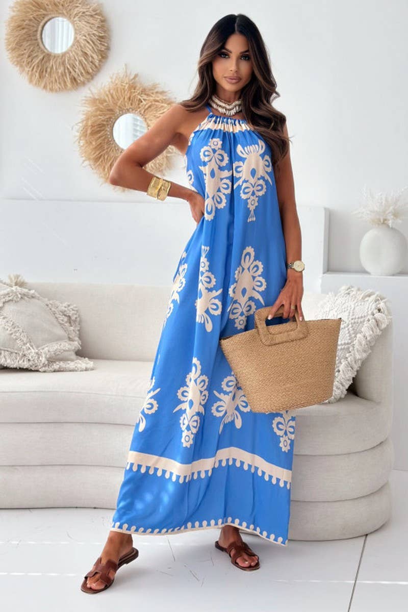 CWDMD4106_POSITIONING FLOWER PRINT BACKLESS SUSPENDER DRESS