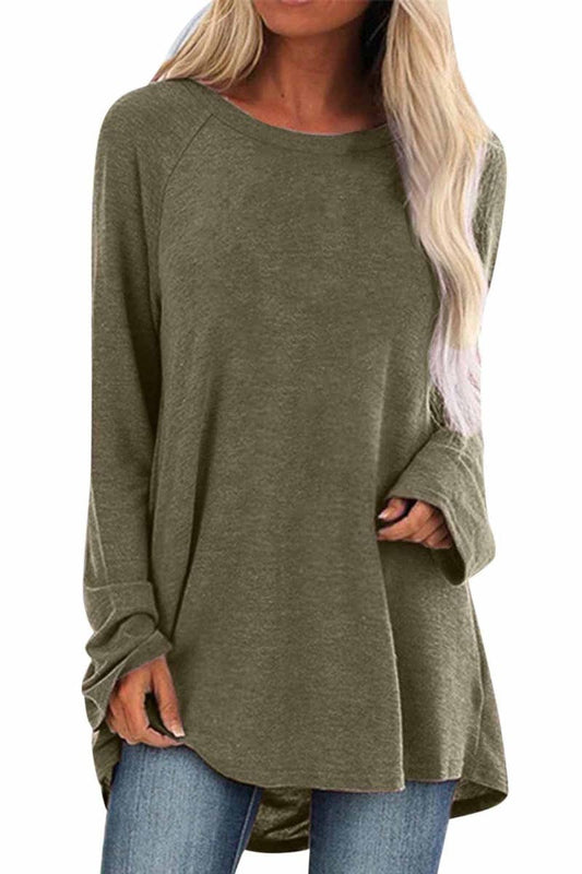 CWTBLL2932_SOLID COLOR CREW NECK LONG SLEEVE TOP LONG STYLE