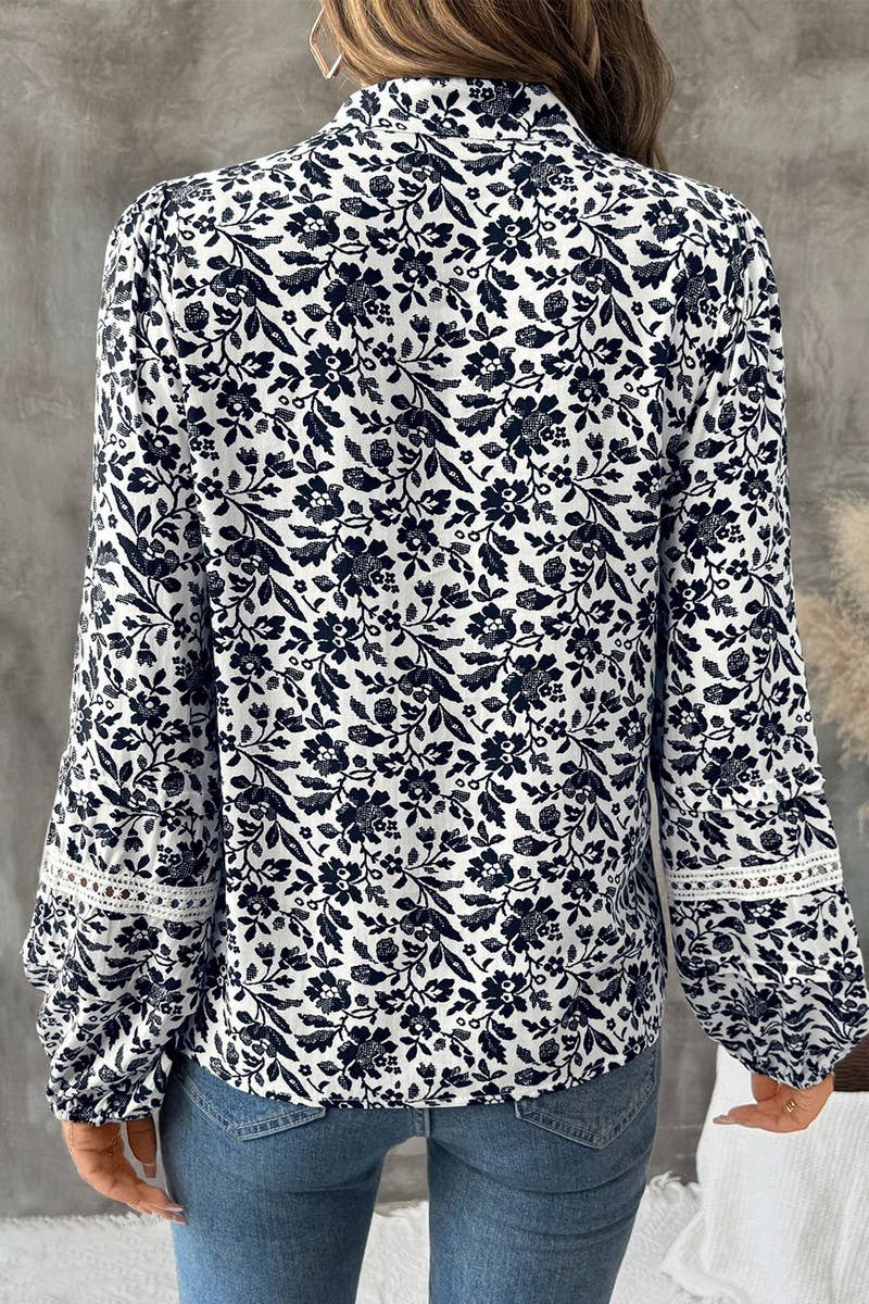 CWTBLL00747_RETRO TIE-DRAPE V-NECK FLORAL FRENCH TOP