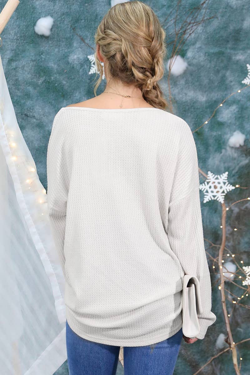 CWTTL1402_Round Neck Casual Long Sleeved Top