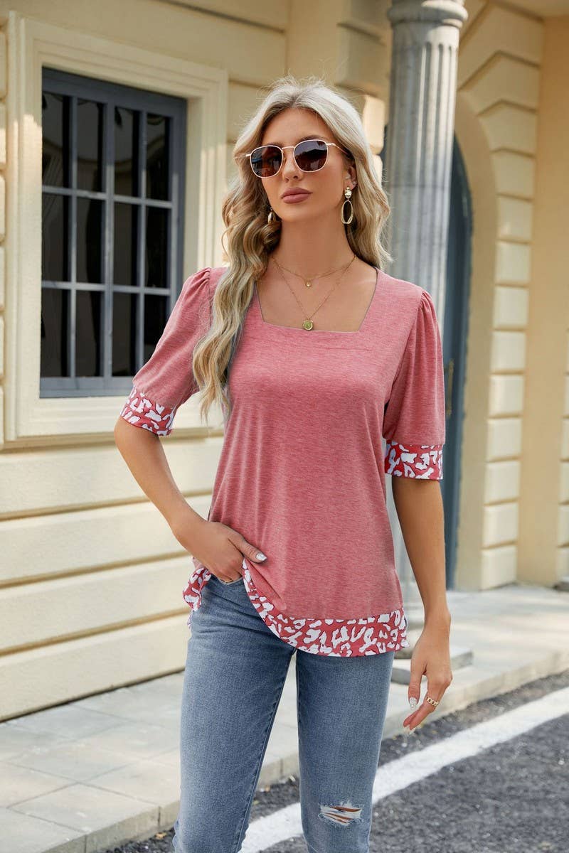 CWTTS0762_Sweetheart Neck Shirt Sleeve Top