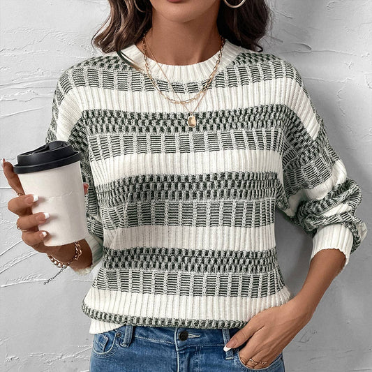 Casual striped color pullover sweater
