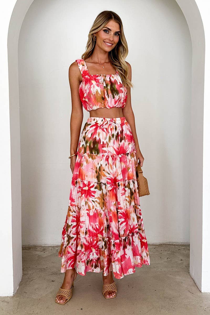 CWSS1274_RETRO SHORT SUSPENDER SKIRT TWO-PIECE SET