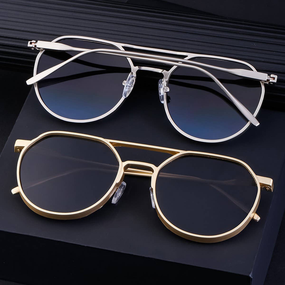 OVAL FRAME SUNGLASSES METALDOUBLE BRIDGESUNGLASSES_CWASG0560