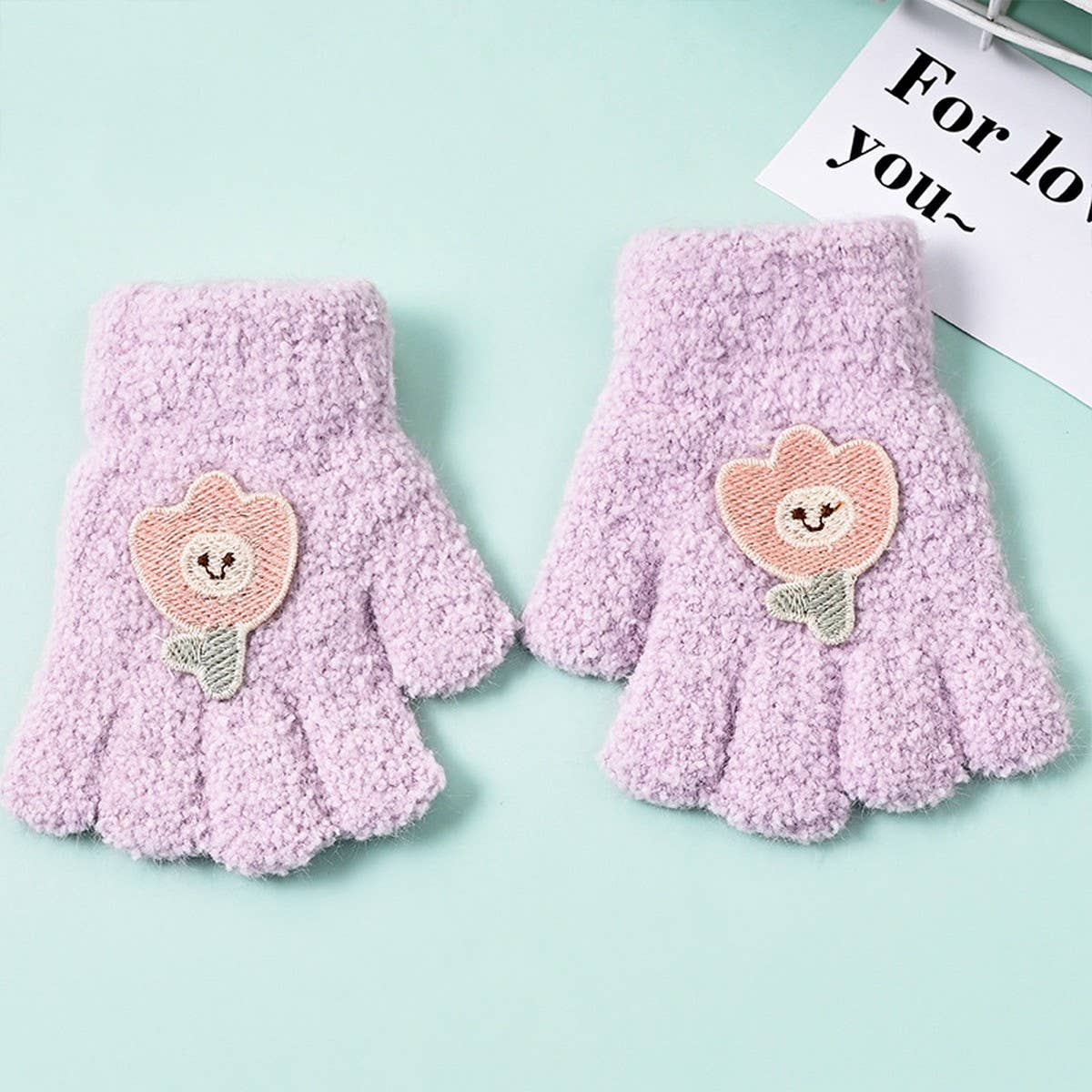 CWAG0278_FLOWER BEAR RABBIT CHILDREN'S FIVE-FINGER GLOVES