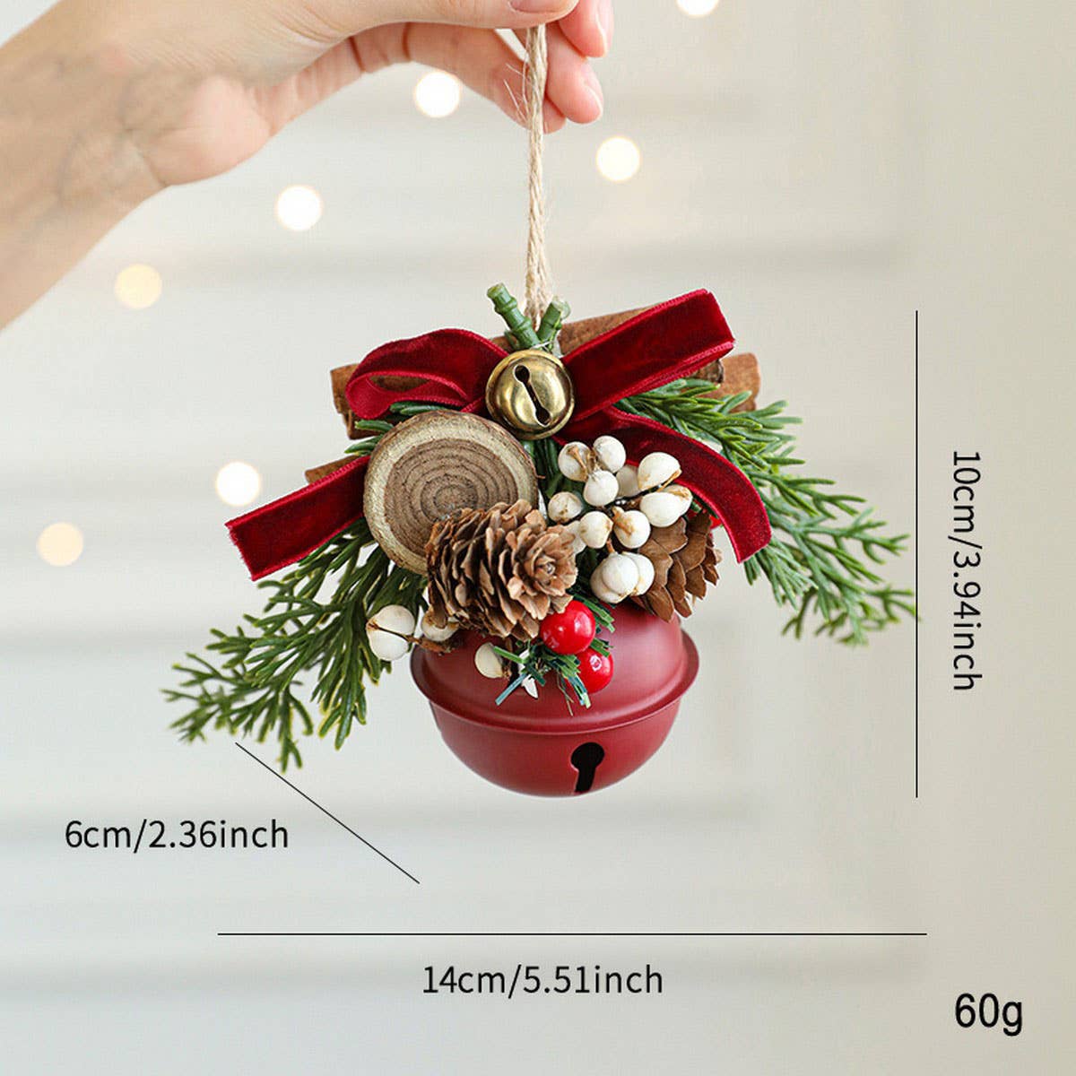 Mixed Christmas Bells Antlers Bows Pinecone Decor