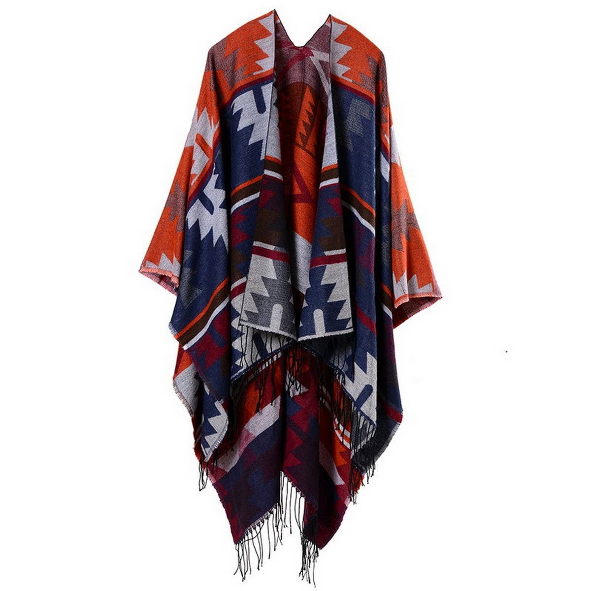 FAUX CASHMERE SLIT SHAWL SCARF CAPE COAT CLOAK
