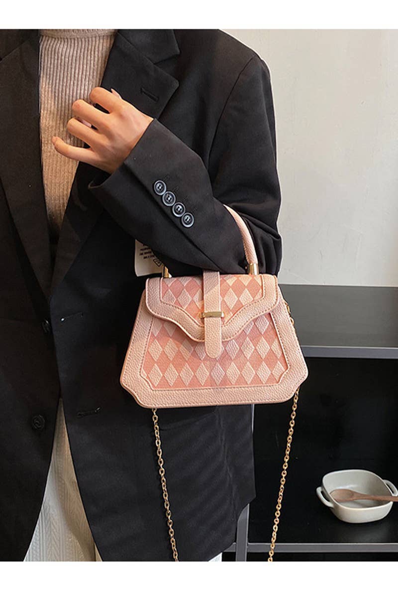 PLAID BOX HANDLE CROSS CHAIN SMALL BAG_CWAB0528