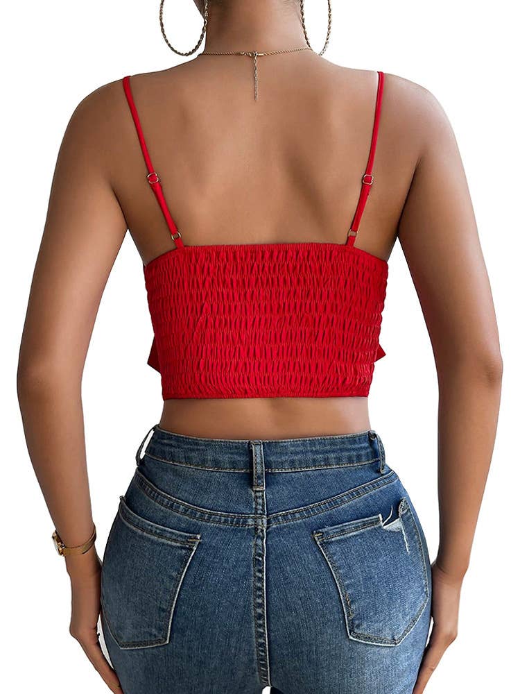 Chic Bow Design Strap Tank - Back Tie Detail Top