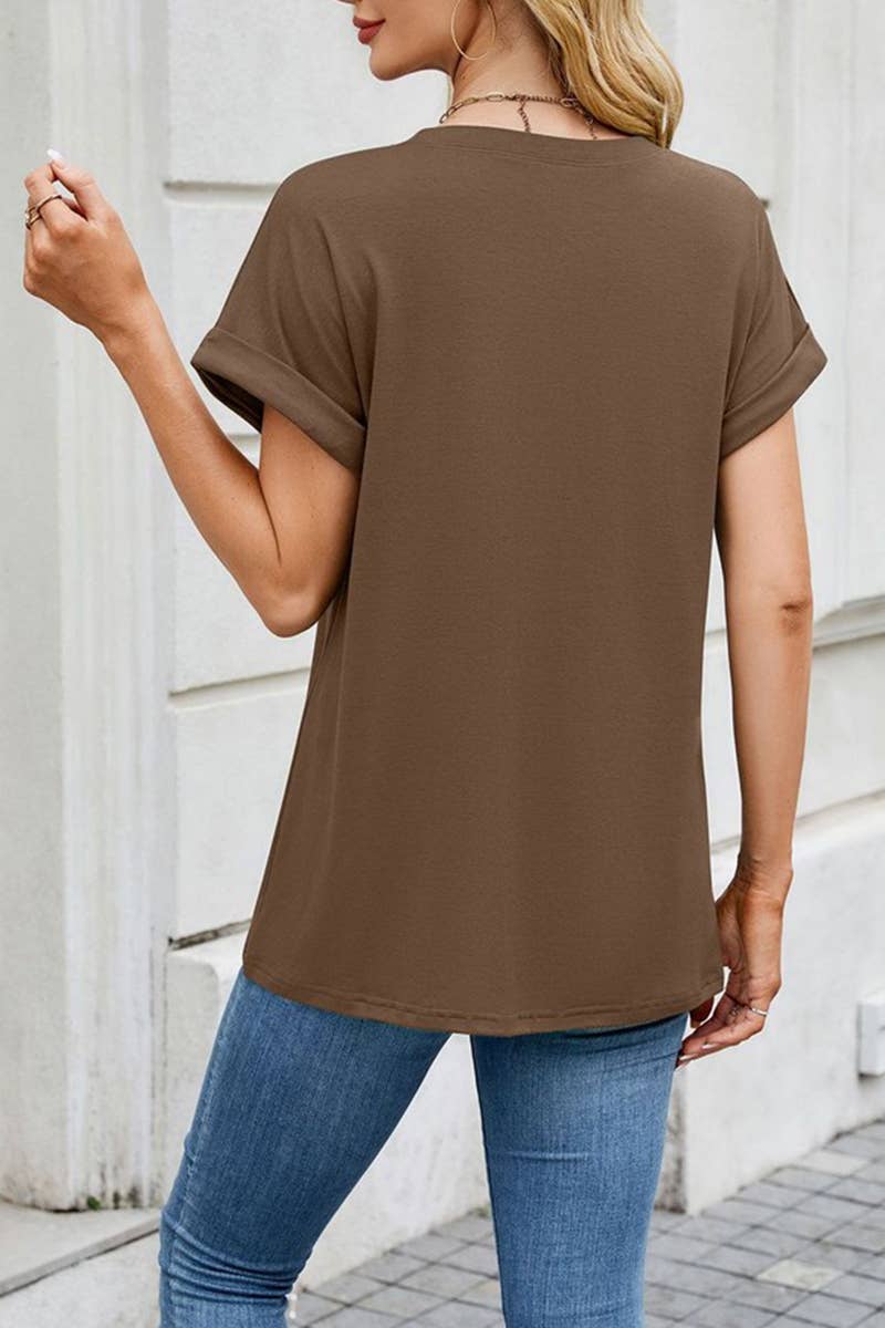 CWTTS1323_NEW SOLID COLOR ROUND NECK LOOSE SHORT SLEEVE T-SH
