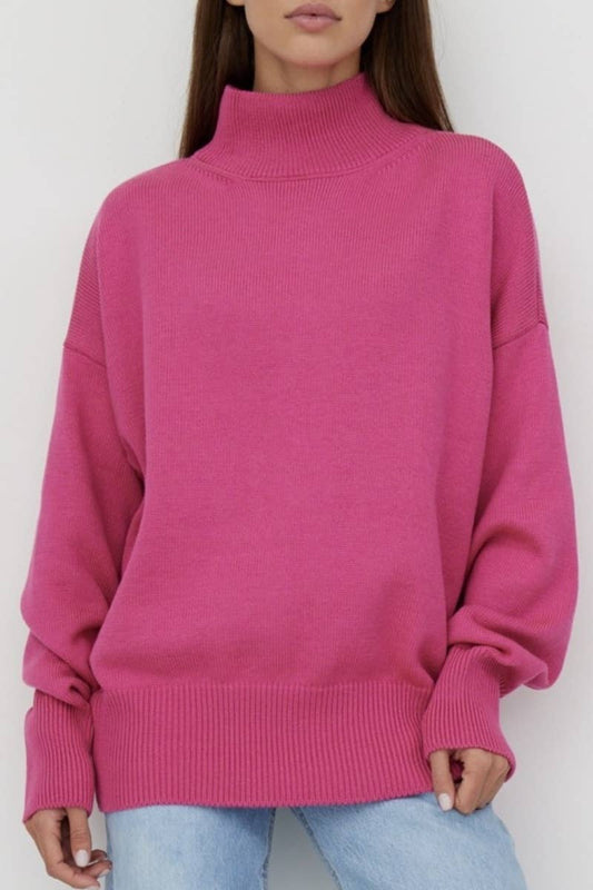 CWOSWL6641_STYLISH LOOSE TURTLENECK LONG-SLEEVED SWEATER