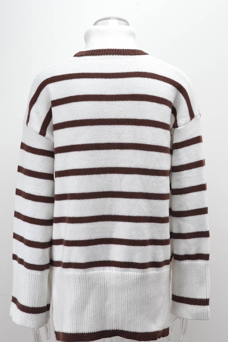 CREW-NECK COTTON STRIPED SWEATER FOR WOMEN
