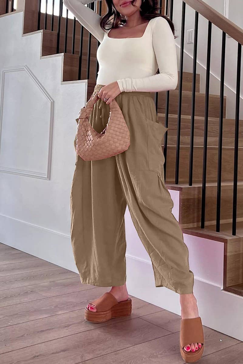 CWBLP0709_LOOSE CASUAL COTTON AND LINEN TROUSERS