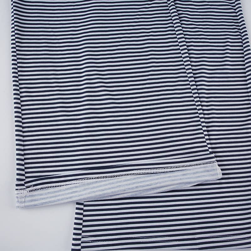 Color-blocking striped straight-leg casual pants