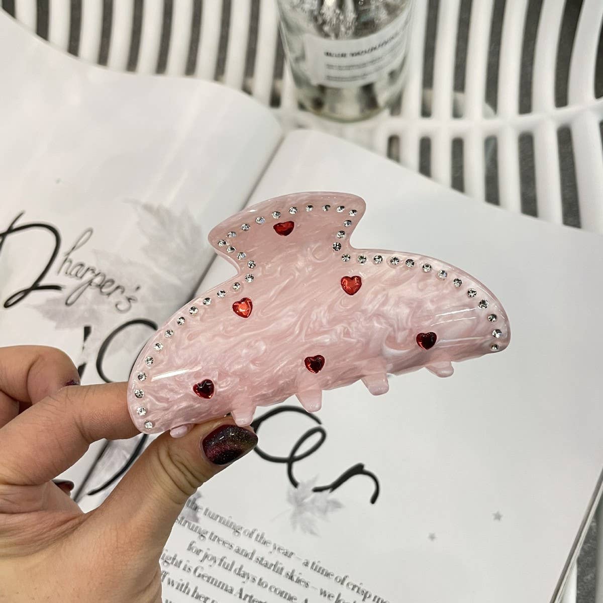 Valentine Heart Acrylic Hair Claw Clip Cute Style