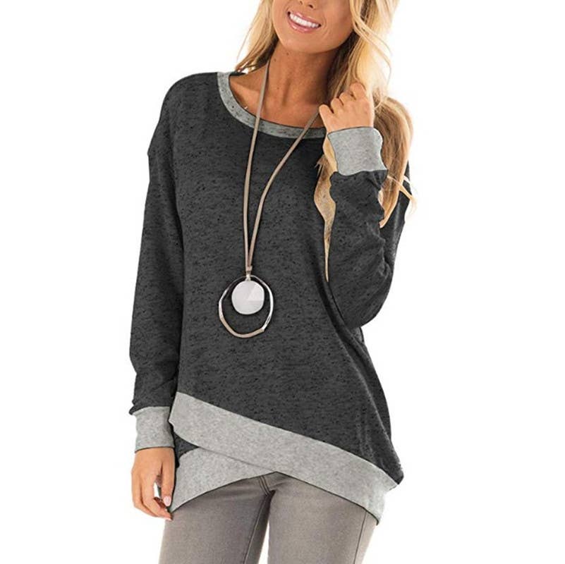 CREW-NECK IRREGULAR LOOSE PULLOVER HOODIE