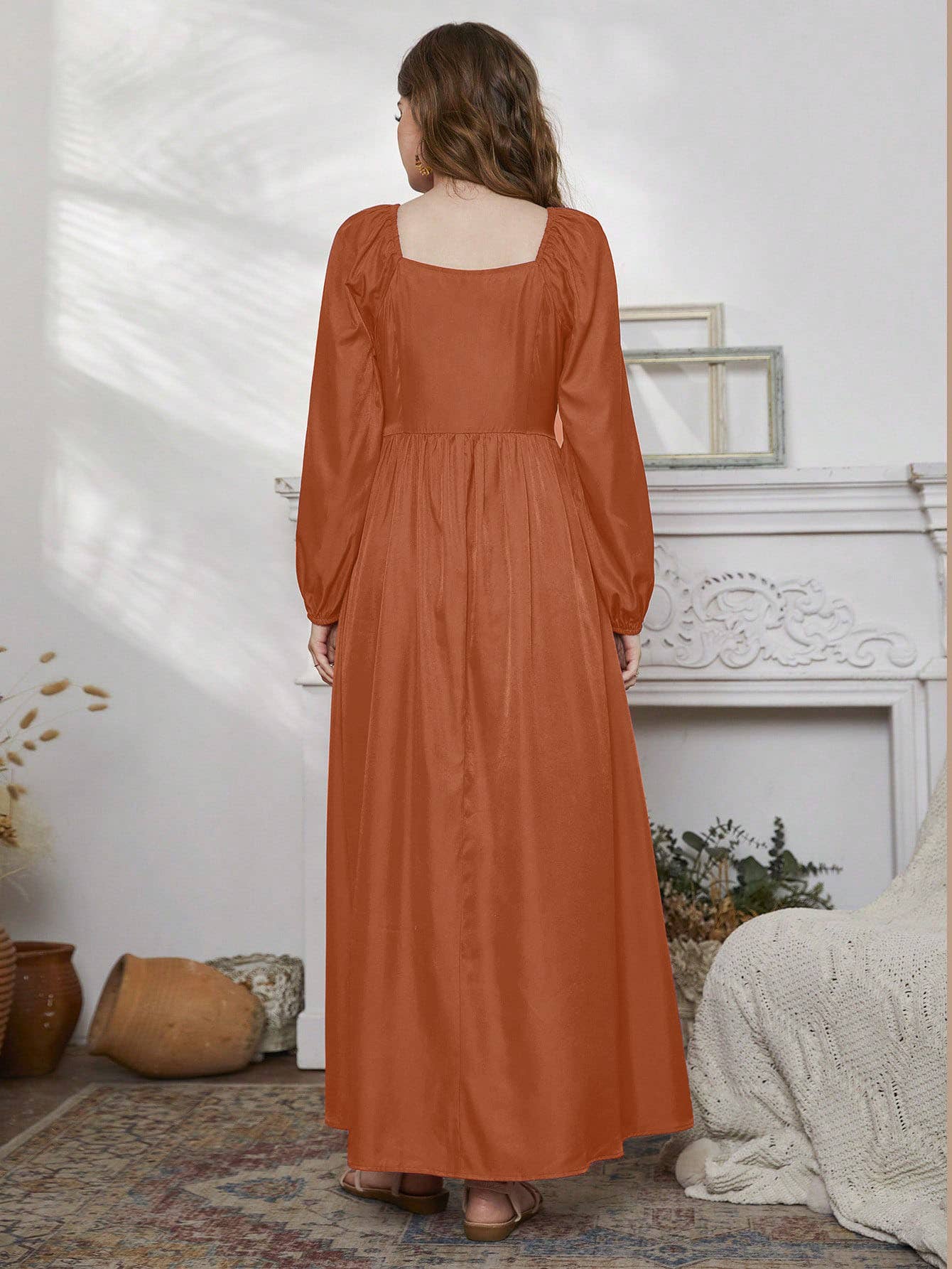 BOHO LANTERN SLEEVE GEOMETRIC PRINT DRESS