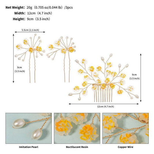 NEW YELLOW FLOWER BRIDAL HAIR ACCESSORIES_CWAHA2796