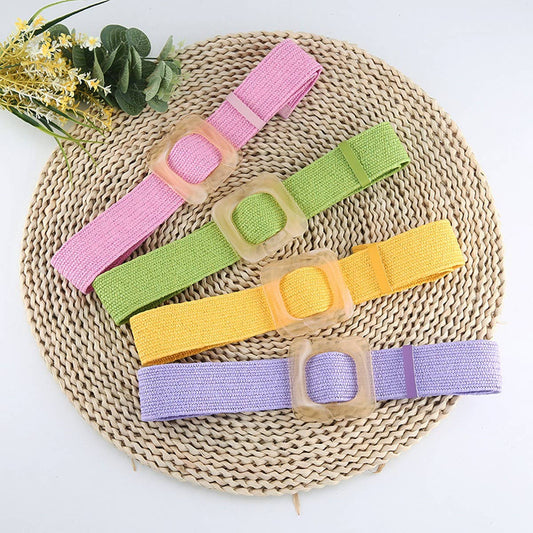 CWABE1175_NEW STYLE SQUARE BUCKLE ELASTIC BRAIDED BELT