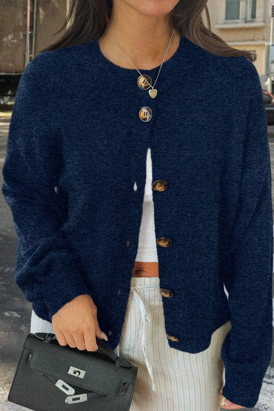 CWOCO00194_CASUAL SIMPLE BUTTON LONG SLEEVE KNIT CARDIGAN