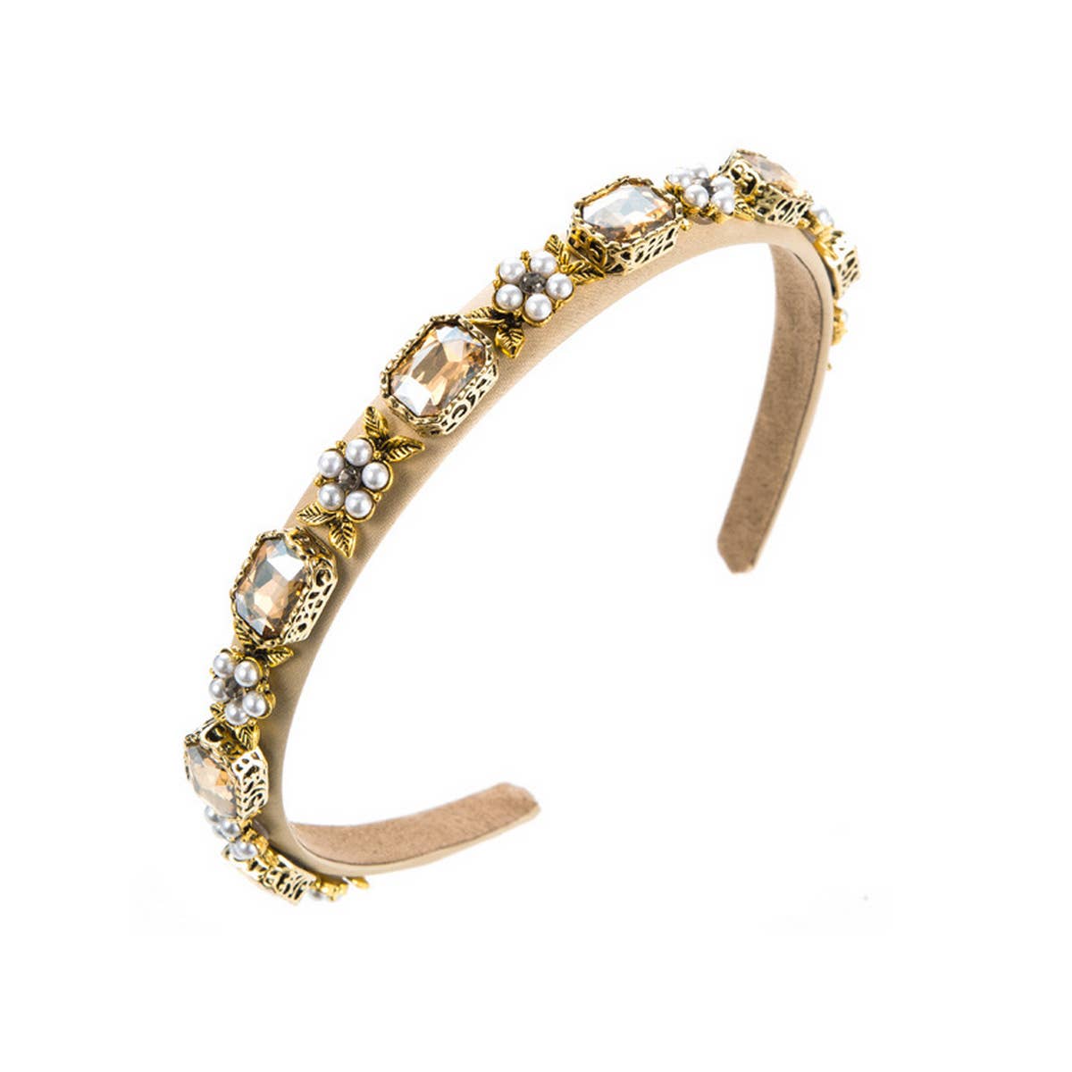 RETRO SIMPLE DIAMOND PEARL HEADBAND_CWAHA1980