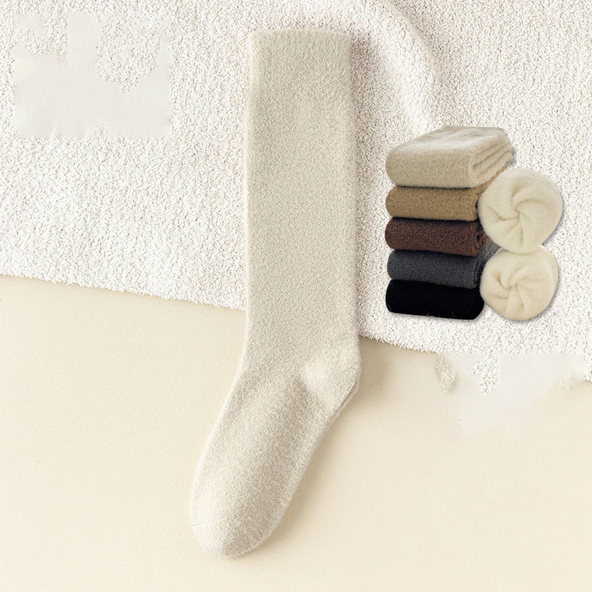 CWMS02752_WINTER FLEECE LINED WARM LONG SOCKS WOMEN THICK