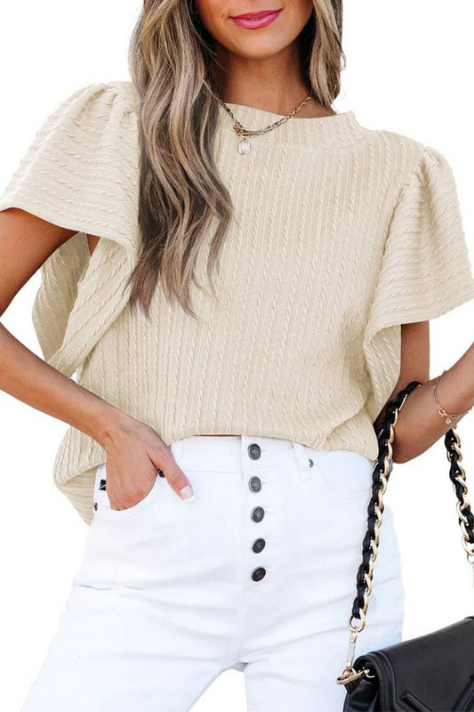 CWTBLS1811_SUMMER DOUBLE-LAYER RUFFLE SHORT-SLEEVED T-SHIRT