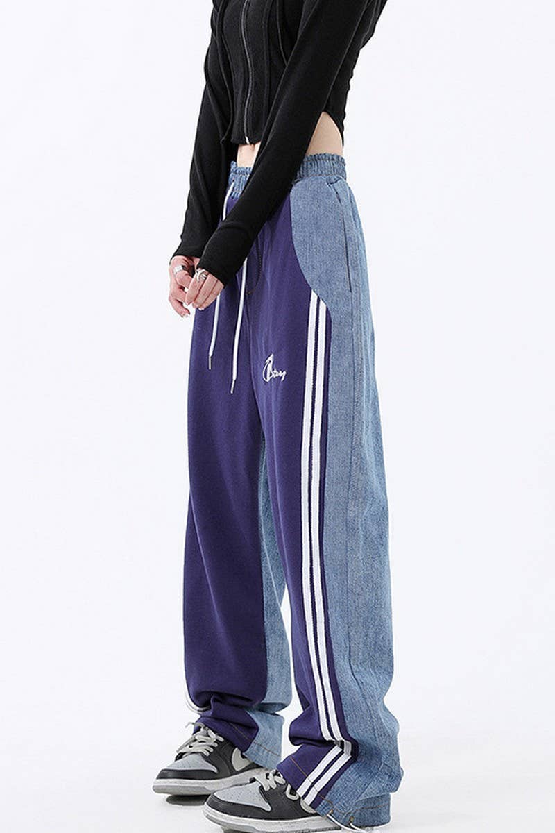 CWBLP1840_SPORTS CASUAL STITCHING LOOSE WIDE-LEG PANTS
