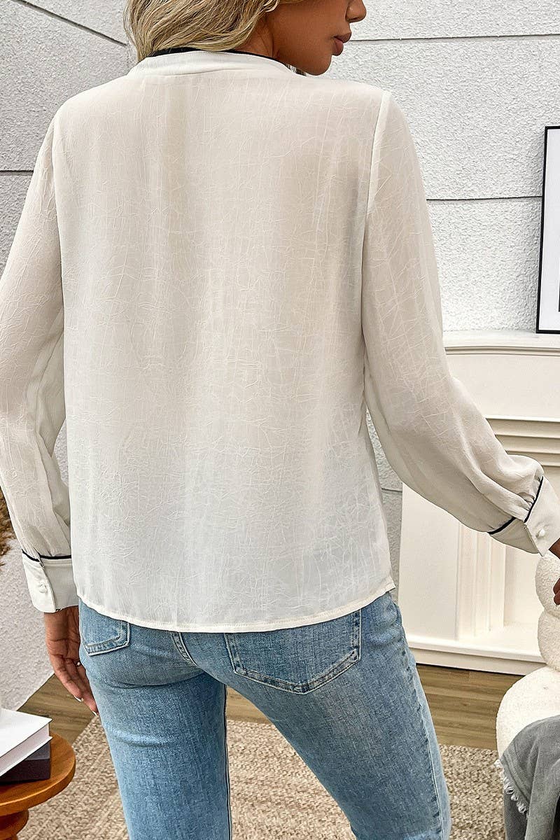 CWTBLL3846_LONG SLEEVE RUFFLE COLLAR BUTTON-DOWN SHIRT