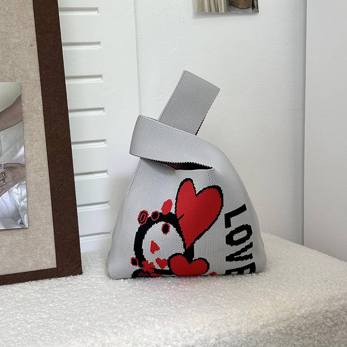 CARTOON RABBIT KNITTED BAG HANDBAG_CWAB3090
