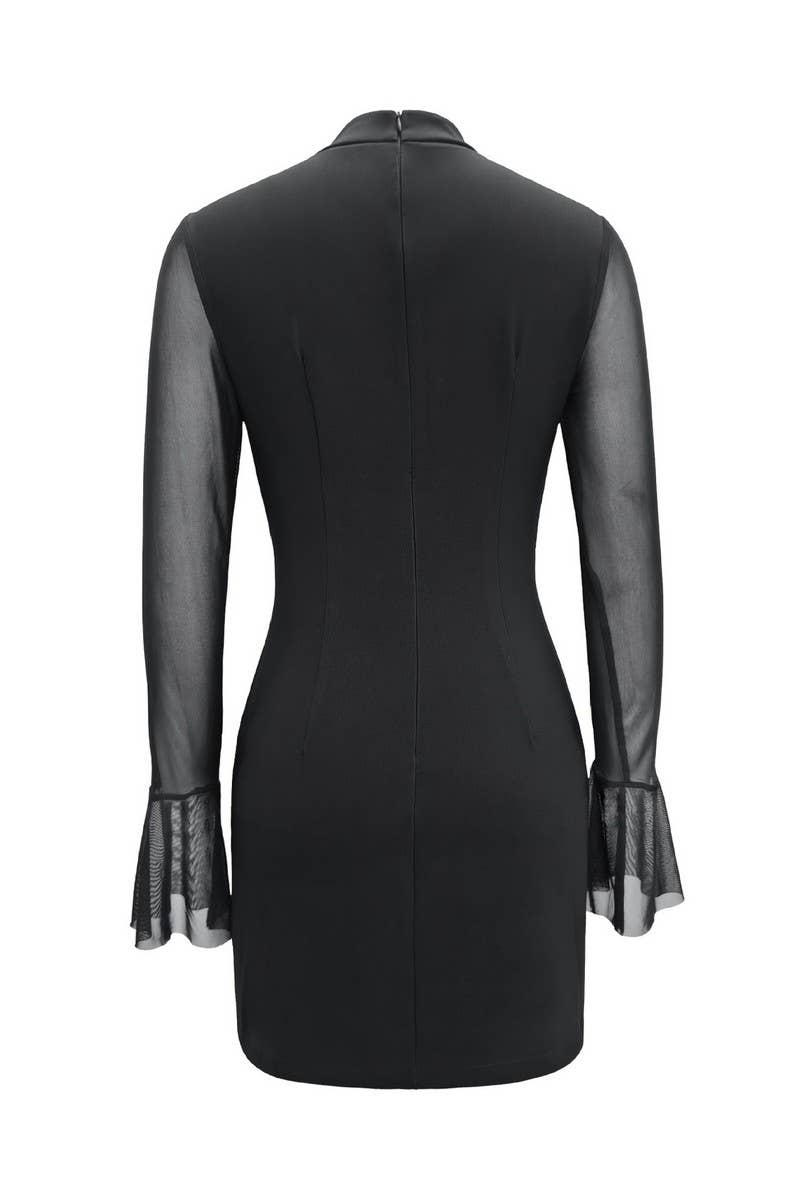 CWDSD7586_SPRING AND SUMMER SEMI-TRANSPARENT SLIM DRESS