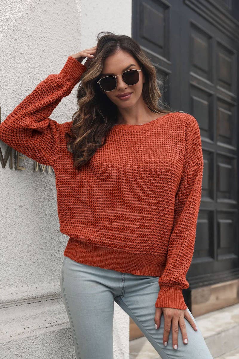 CWOSWL4200_LOOSE TIE WRAP LONG SLEEVE KNIT SWEATER