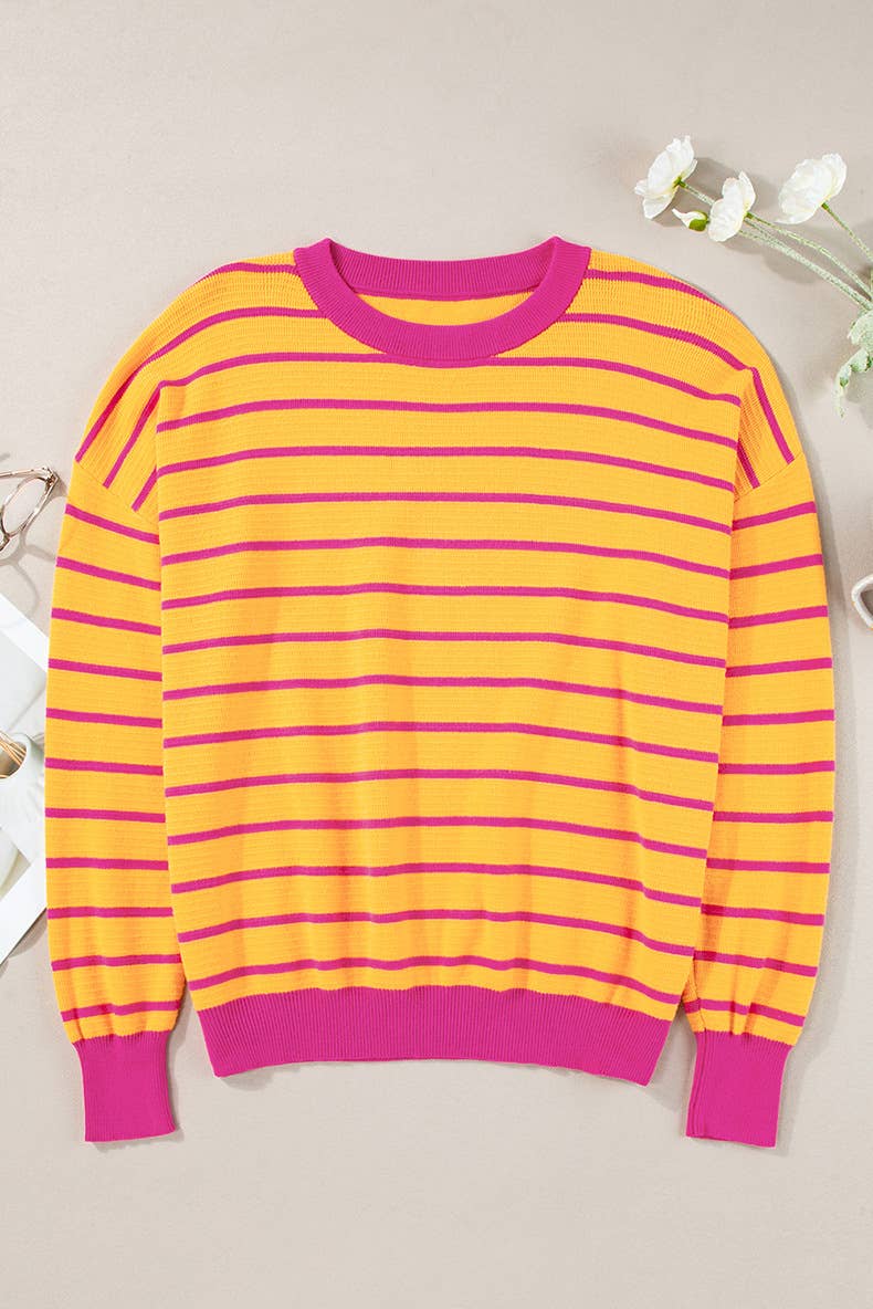 CREW-NECK LONG-SLEEVED CASUAL STRIPED SWEATER