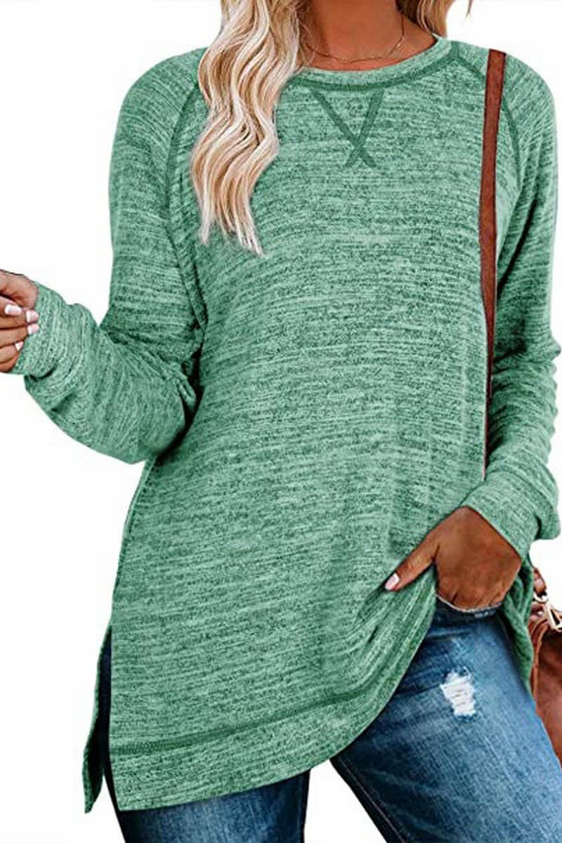CWTTL1652_Round neck Long Sleeve Pullover Top