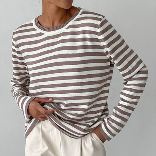CREW-NECK KNITTED STRIPED RETRO STRIPED SWEATER