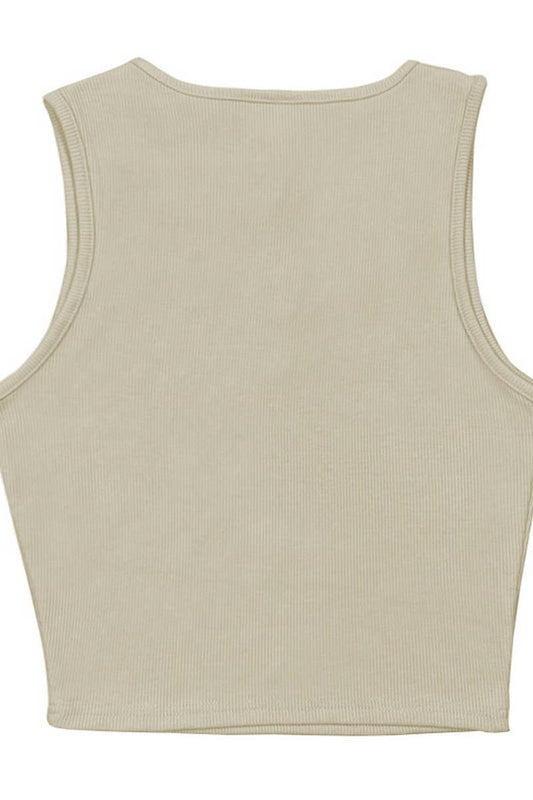 CWTTK0816_SOLID COLOR HOLLOW CHEST SHORT VEST