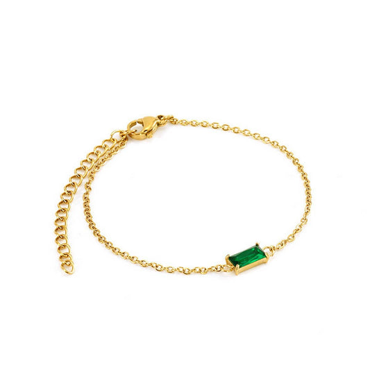 Emerald titanium steel necklace three-piece set