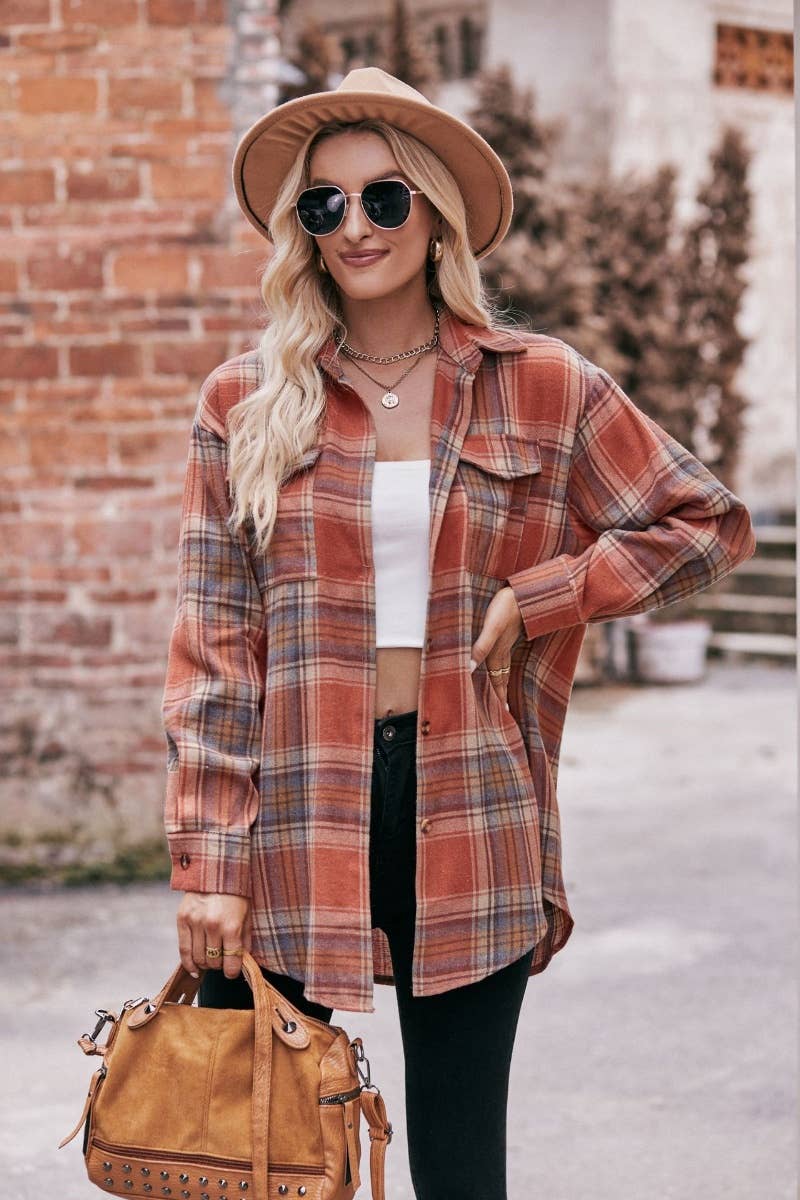 CWTSTL2191_PLAID LONG-SLEEVED BUTTON-UP SHIRT LONG