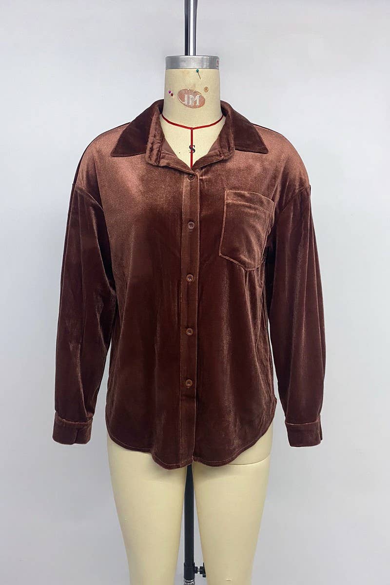 CWTSTL1645_LONG SLEEVE LAPEL SHIRT CARDIGAN TOP