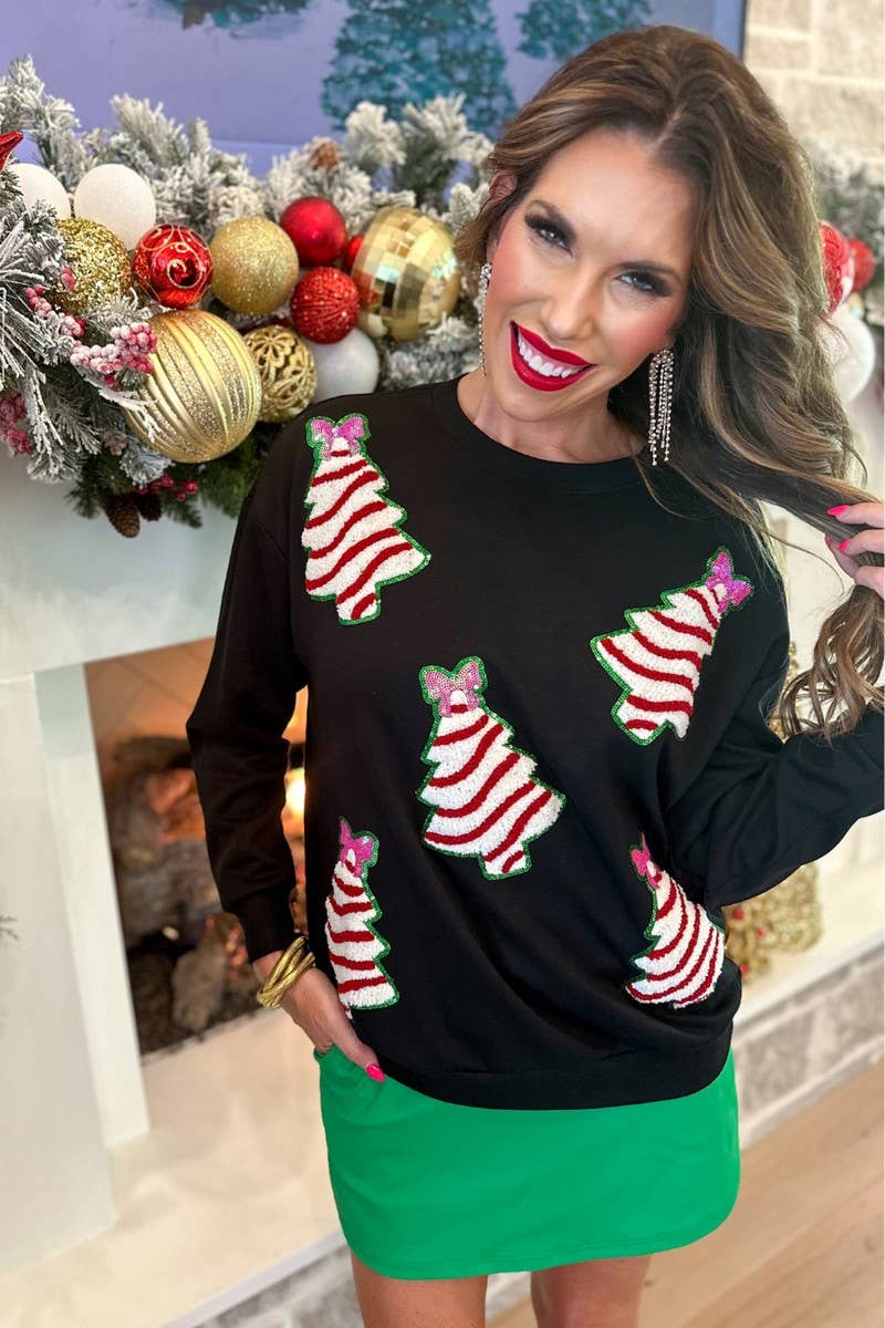 CWTBLL01233_CHRISTMAS TREE SEQUINED CASUAL LOOSE SWEATSHIRT