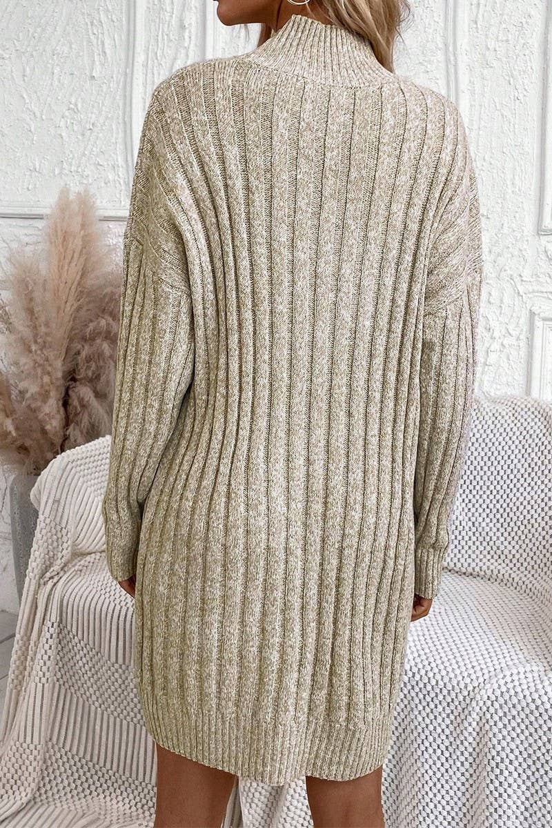 CWDSD10822_SOLID TURTLENECK LONG SLEEVE BODYCON KNIT DRESS