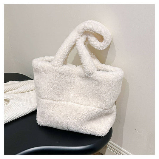 Fluffy Lamb Fur Tote Bag Large Shoulder Purse_CUAB00532