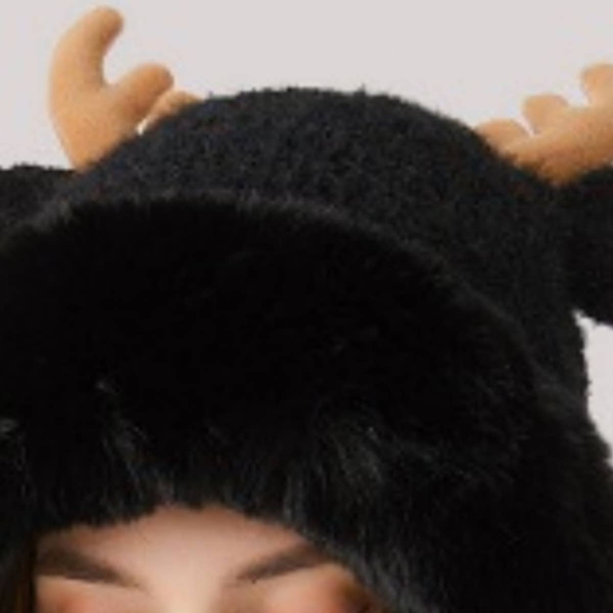 CWAH2209_WINTER CHRISTMAS ANTLER AND FLEECE KNITTED HAT