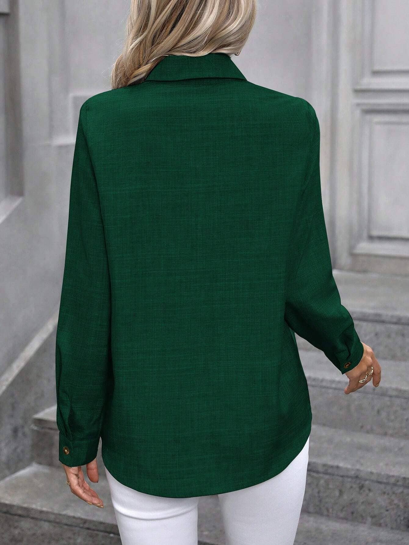 Casual single-breasted long-sleeved lapel shirt