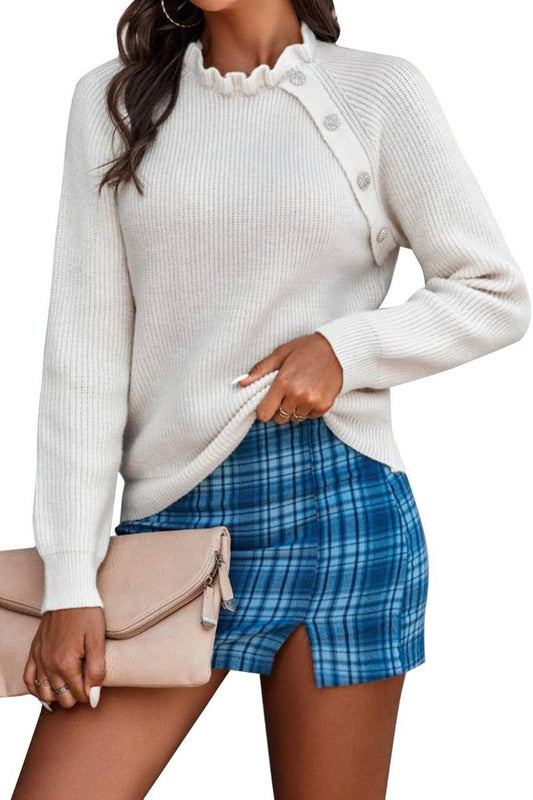 CWOSWL5140_LONG-SLEEVED SWEATER WITH RUFFLED COLLAR BUTTONS