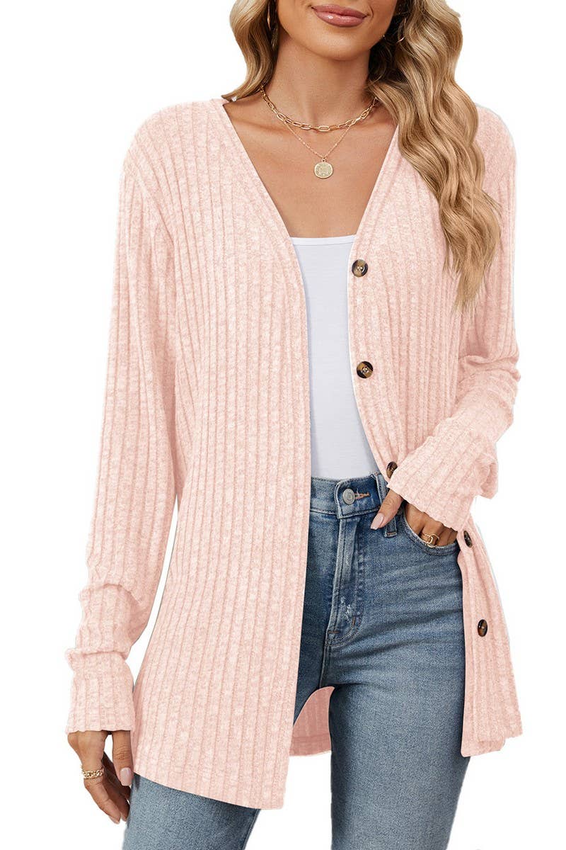 CWOCAL2269_AUTUMN AND WINTER BUTTON KNIT CARDIGAN