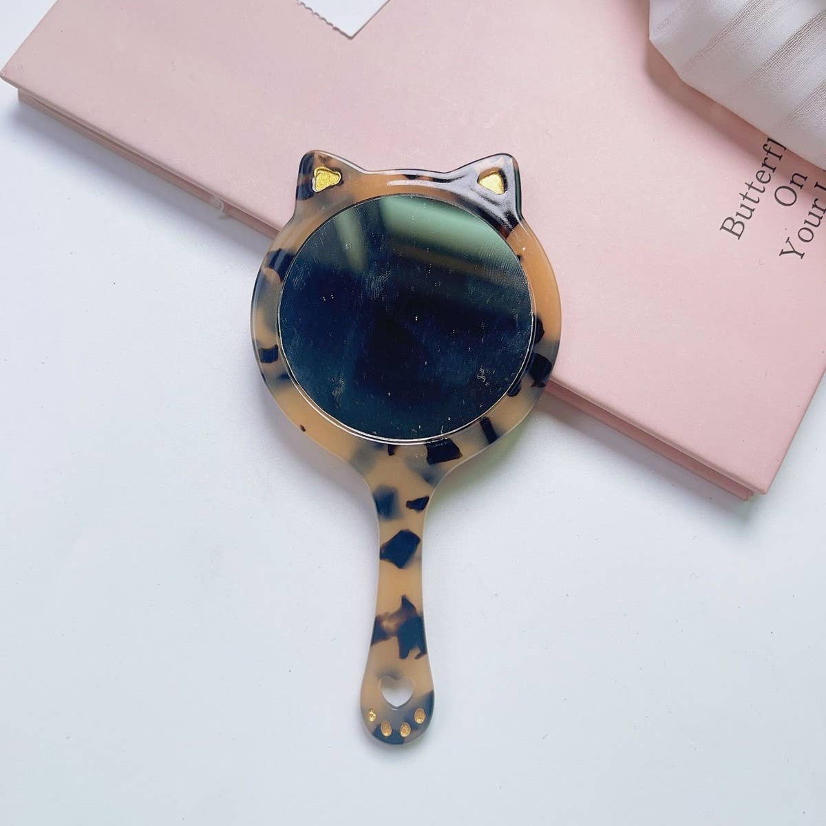 Acetate Cat-Shaped Portable Makeup Mirror_CWMM6394