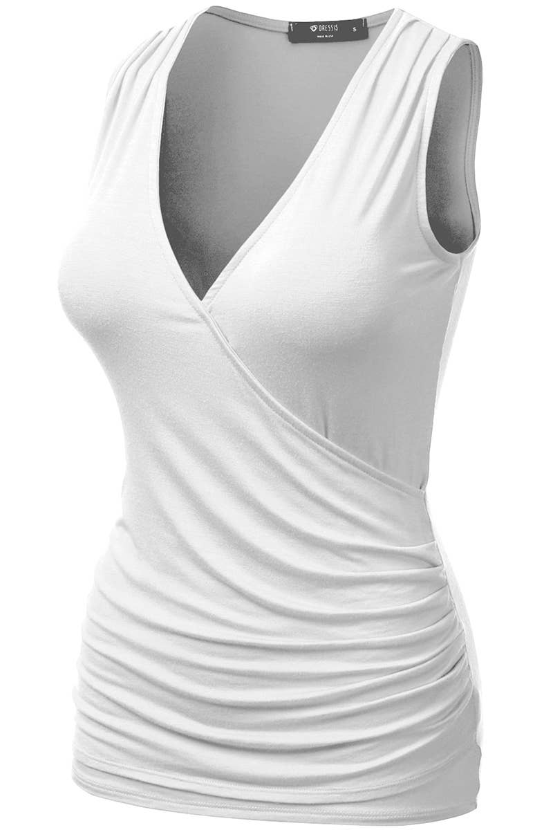 AWTTK624_Sleeveless Tank Tops Deep V-Neck Surplice Wrap