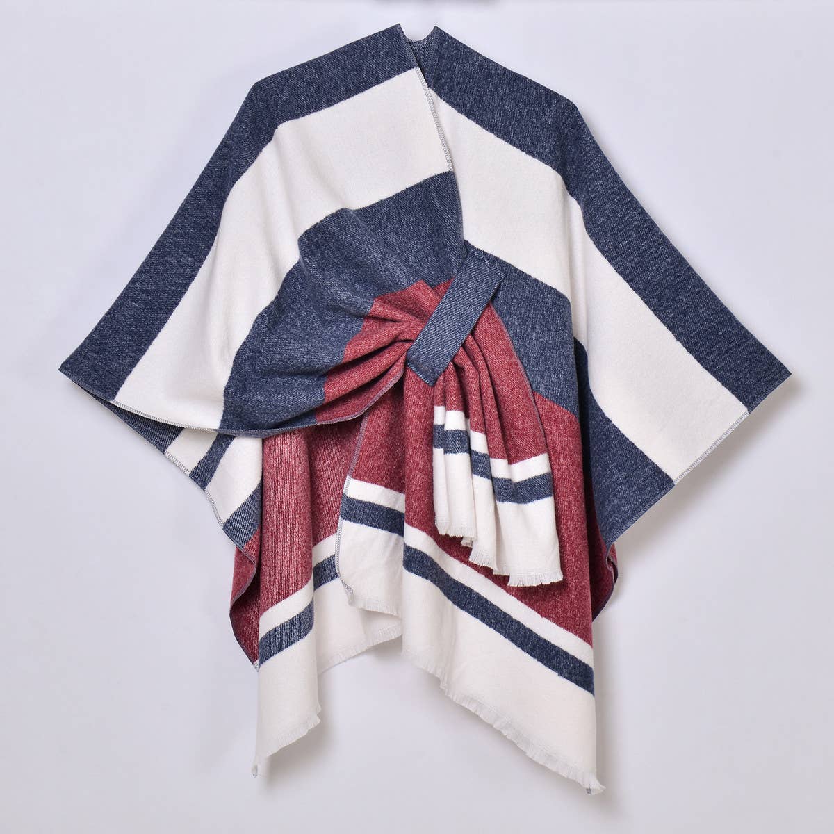 SIMPLE AND LONG WARM TASSEL SIDE STRAP SHAWL