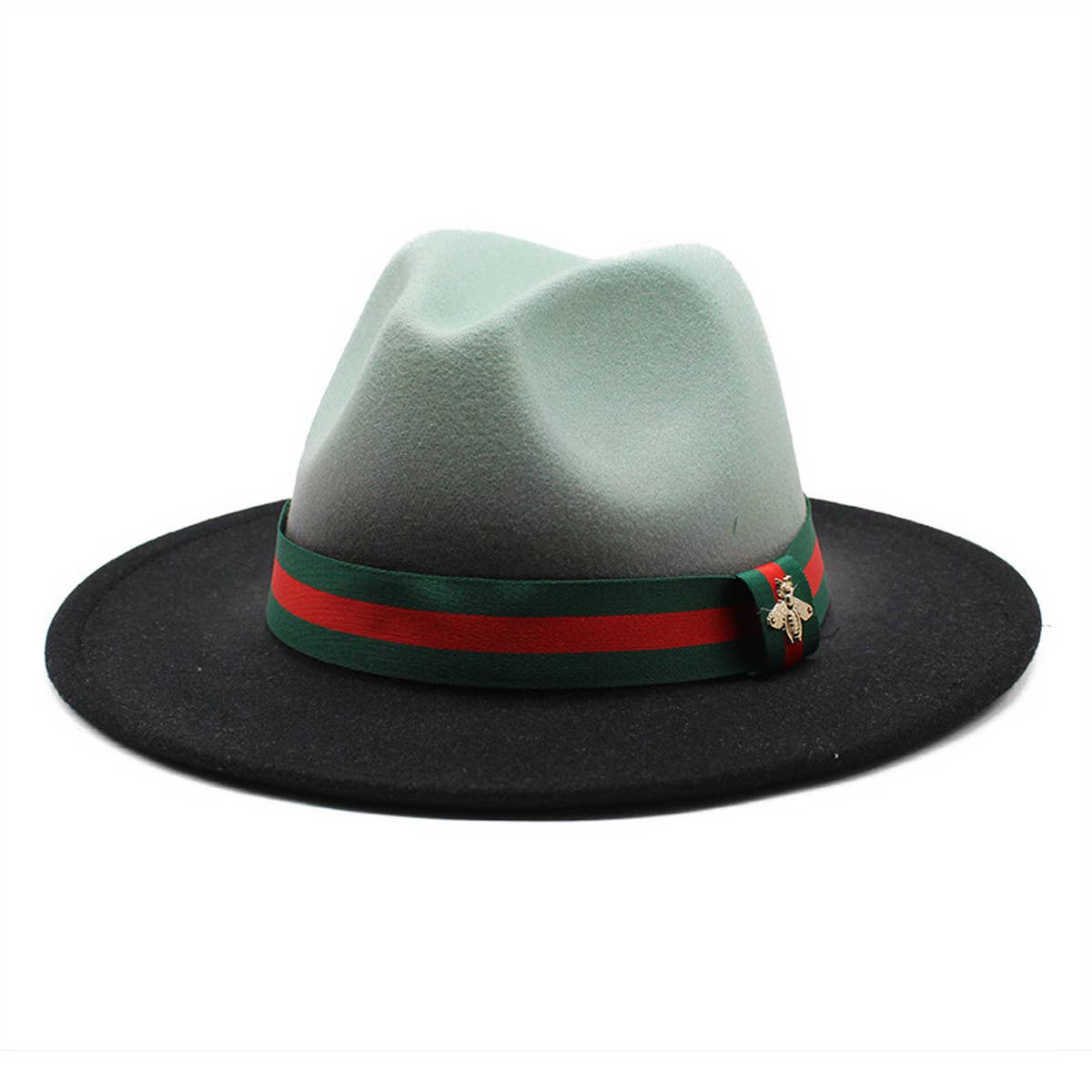 COLOUR MATCHING GRADIENT STRIPED RIBBON JAZZ HAT_CWAH0809